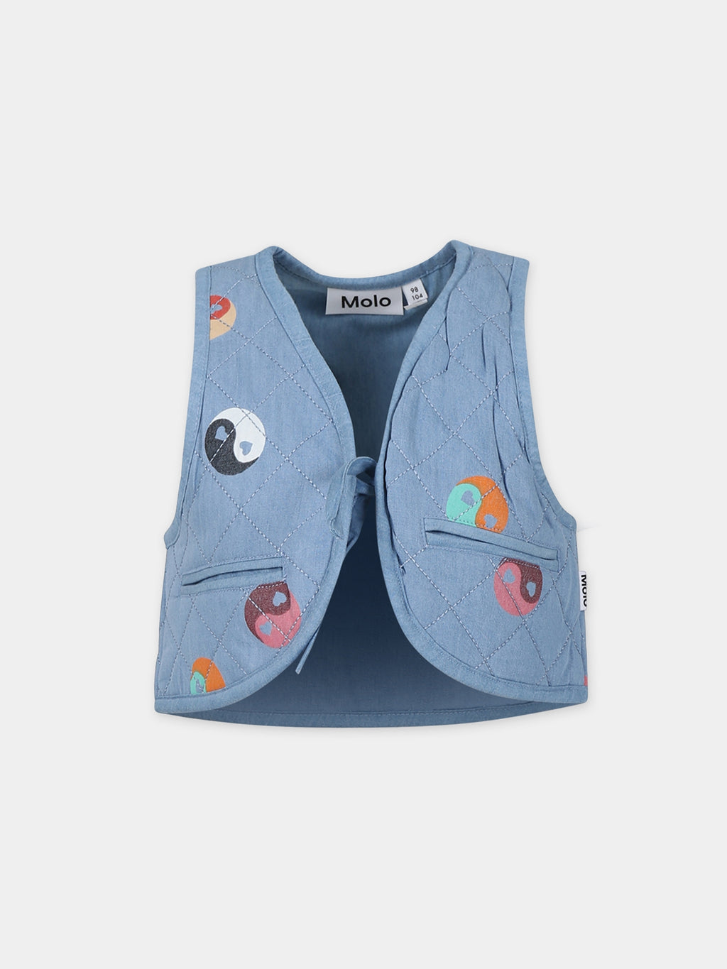 Gilet blu per bambina con yin e yang